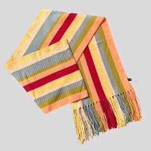 Henri Bendel NEVER WORN Merino Wool Oversized Multi Striped Scarf